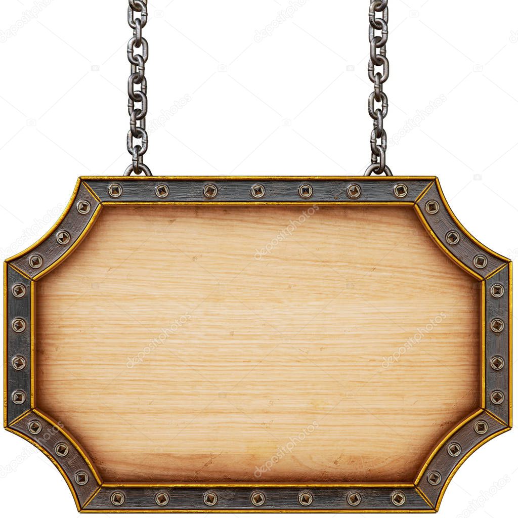 Wooden signboard with chain