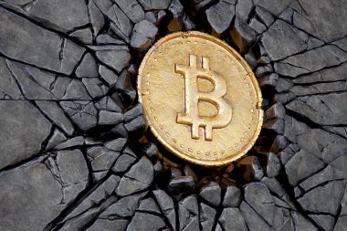 Taş Kırma Bitcoin. 3D çizim.