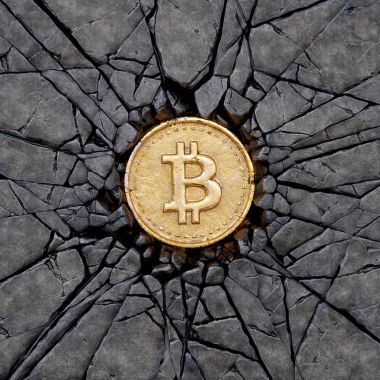 Taş Kırma Bitcoin. 3D çizim.
