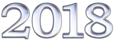 Gümüş yeni 2018 yıl. beyaz izole.