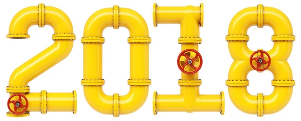 New 2018 year from gas pipes. Isolated on white background. 3D illustration. — Stock Photo, Image