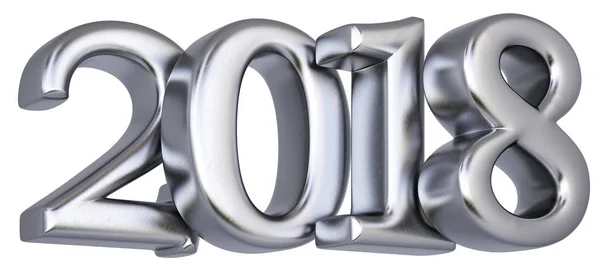 Νέο έτος 2018 από ασήμι. απομονωμένα σε λευκό. 3D απεικόνιση — Φωτογραφία Αρχείου