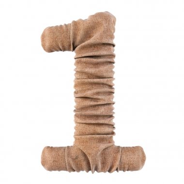 çuval bezi yapılan hane sayısı. Beyaz izole. 3D çizim.