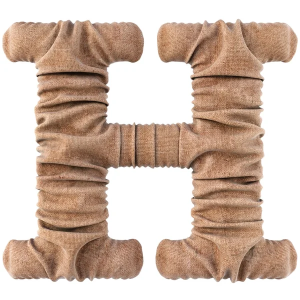 çuval bezi yapılan alfabe. Beyaz izole. 3D çizim.