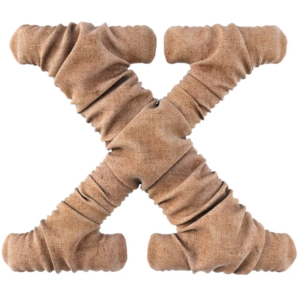 çuval bezi yapılan alfabe. Beyaz izole. 3D çizim.