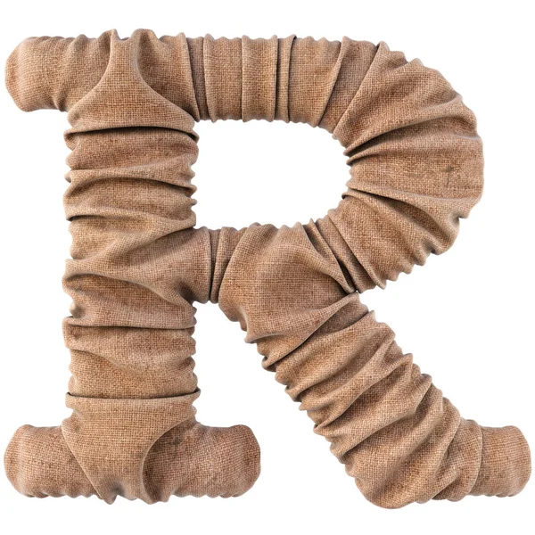 çuval bezi yapılan alfabe. Beyaz izole. 3D çizim.