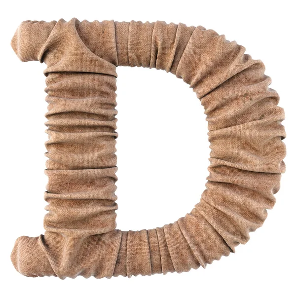 Alphabet made from burlap. Isolated on white. 3D illustration. — Stock Photo, Image