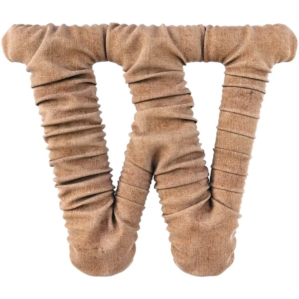 çuval bezi yapılan alfabe. Beyaz izole. 3D çizim.