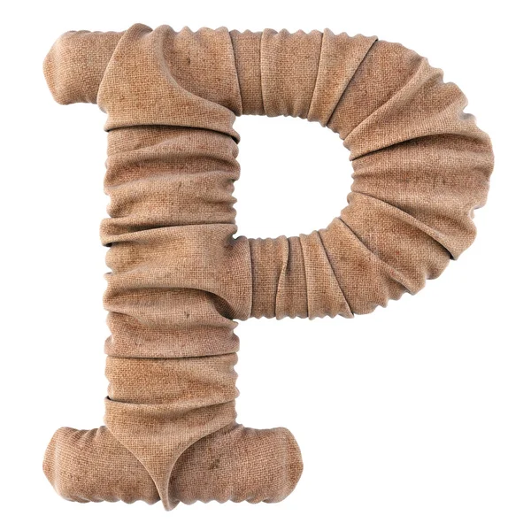 çuval bezi yapılan alfabe. Beyaz izole. 3D çizim.