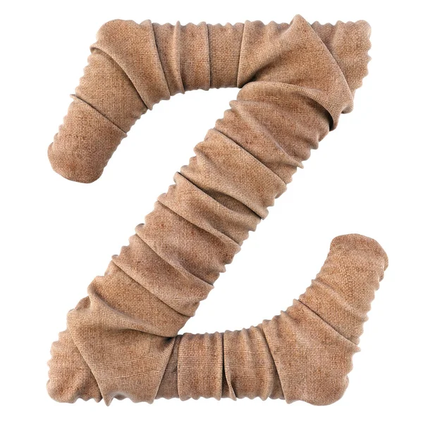 çuval bezi yapılan alfabe. Beyaz izole. 3D çizim.