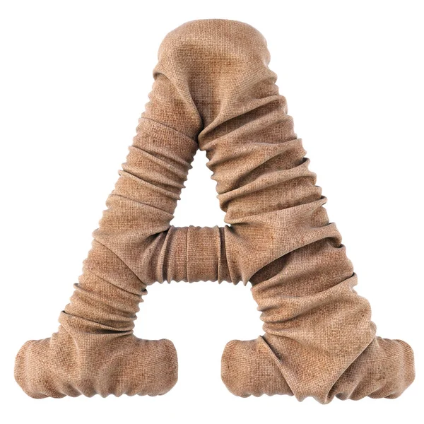 çuval bezi yapılan alfabe. Beyaz izole. 3D çizim.