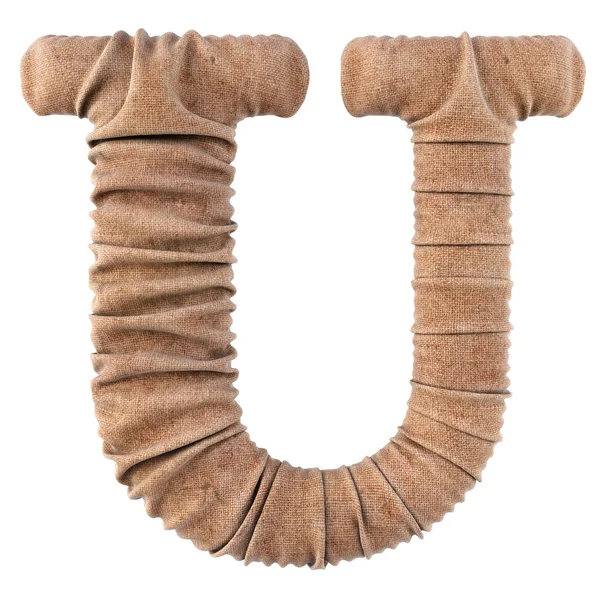 çuval bezi yapılan alfabe. Beyaz izole. 3D çizim.