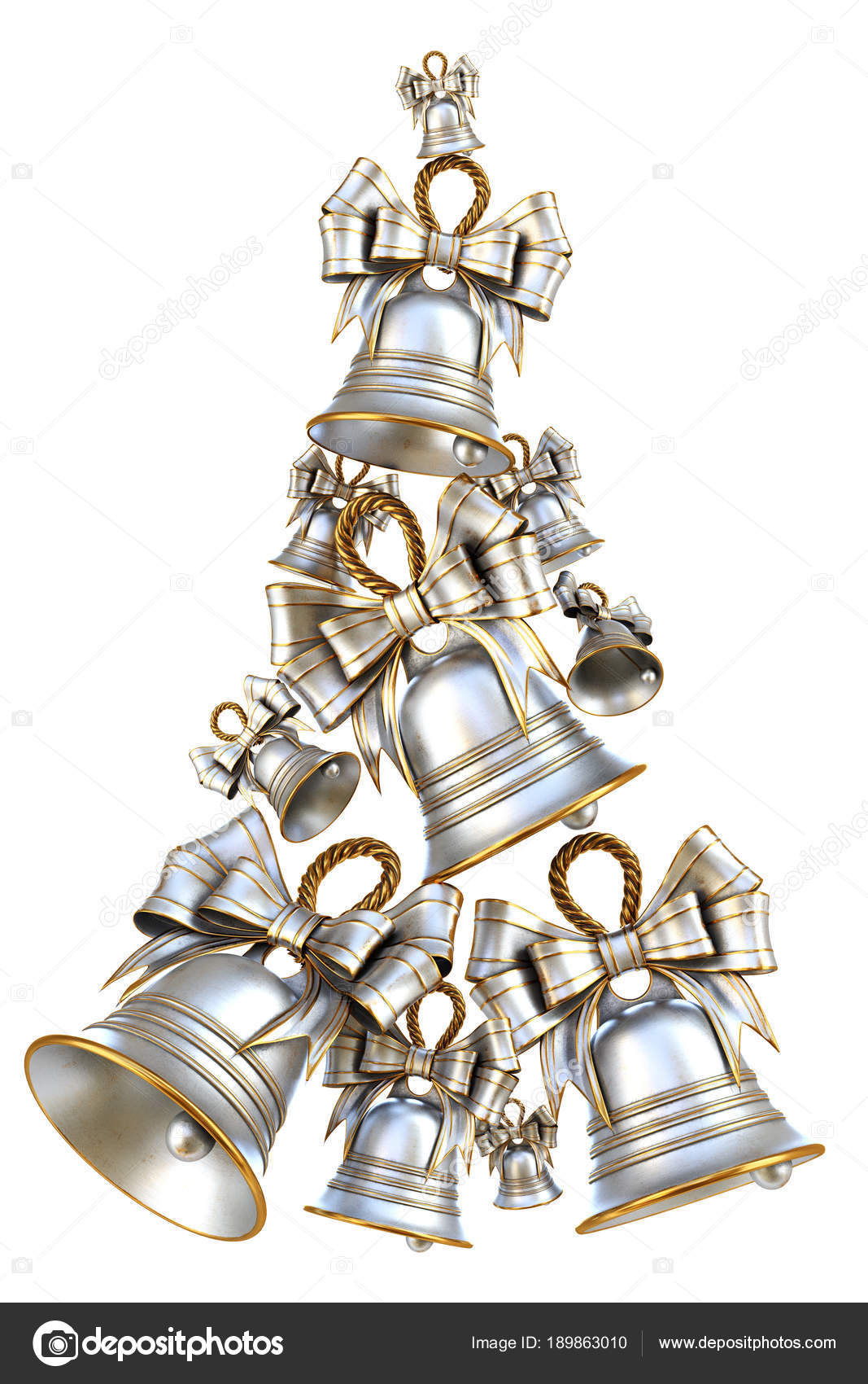 Realistic silver bell isolated on white Royalty Free Vector
