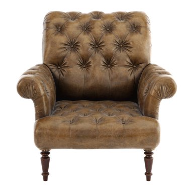 Beyaz arka plan üzerinde izole kahverengi vintage koltuk eski tarz.