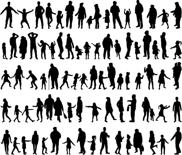 Large collection of silhouettes concept. — Stock Vector