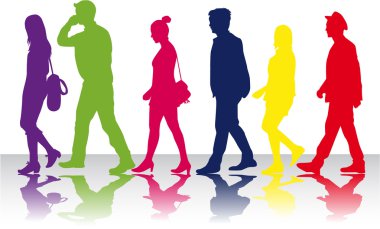 Bir grup insan. Bir sürü insan silueti.