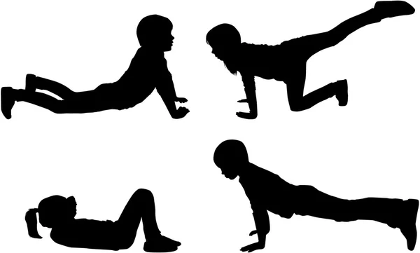 Silhouettes d'enfants dans le sport . — Image vectorielle