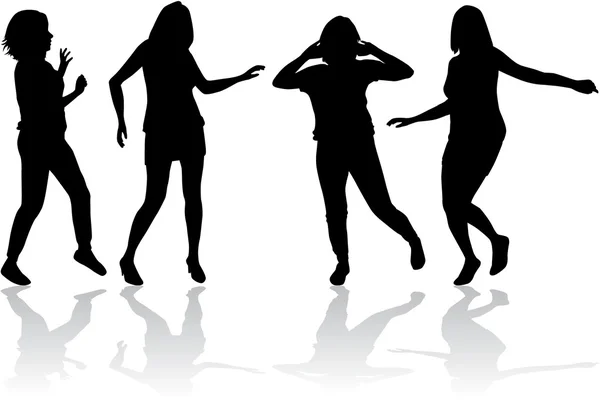 Silhouette di quattro donne . — Vettoriale Stock