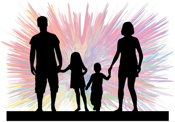 Family silhouettes . Abstract background. — Stock Vector