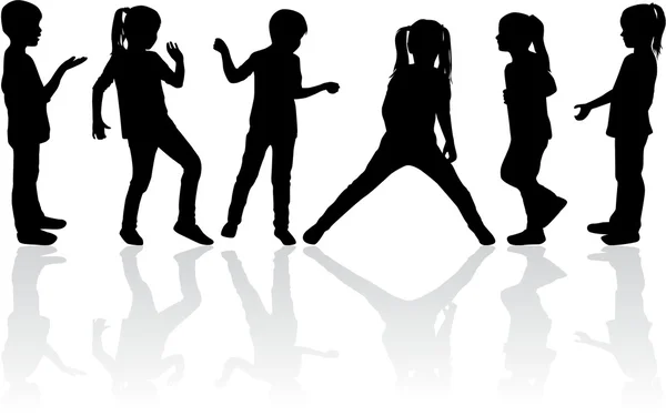 Vector silhouet van kinderen op witte achtergrond. — Stockvector