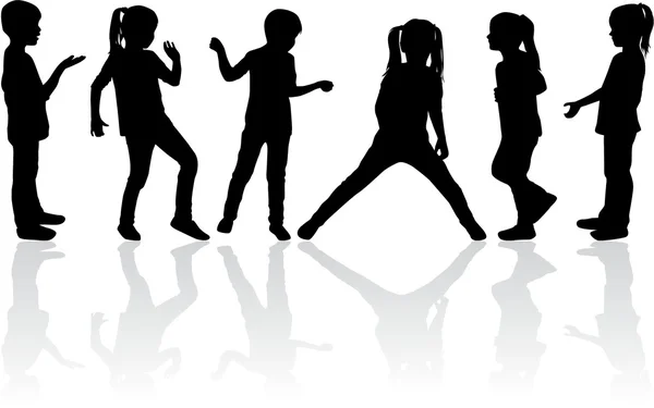Silhouette vectorielle d'enfants sur fond blanc . — Image vectorielle