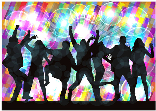 Dancing people silhouettes. Abstract background.