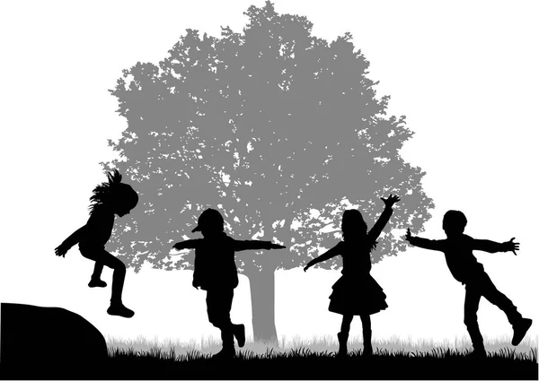 Children playing outside. — Stock Vector