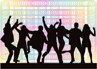 Dans eden insanların siluetlerini. Soyut arkaplan.