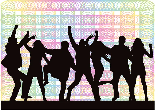 Dancing people silhouettes. Abstract background. — Stock Vector