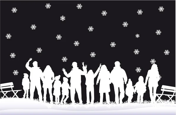 Silhouette famiglia d'inverno . — Vettoriale Stock