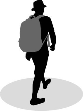 Sırt çantası - olan bir adam silüeti Gezgin.