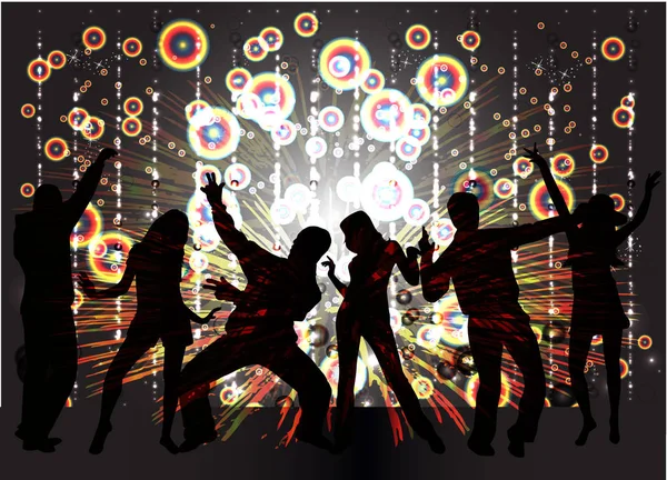 Dancing people silhouettes. Abstract background. — Stock Vector