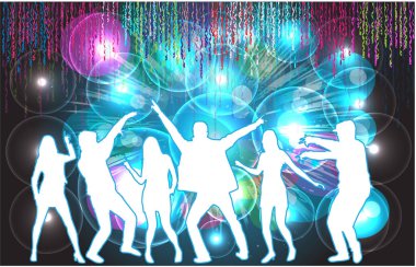 Dans eden insanların siluetlerini. Soyut arkaplan.