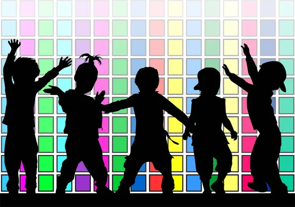 Bambini che ballano. Silhouette persone concettuali . — Vettoriale Stock