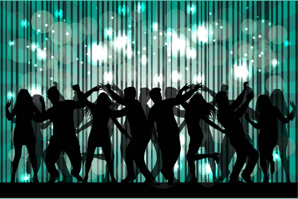 Tanzende Menschensilhouetten. Abstrakter Hintergrund. — Stockvektor