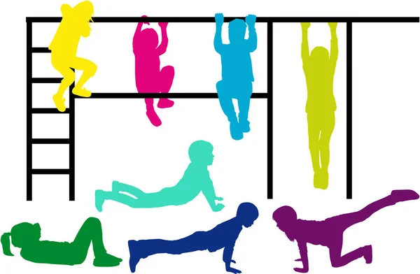 Silhouetten atletische kinderen. — Stockvector