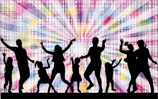 Dancing family silhouettes. — Stock Vector