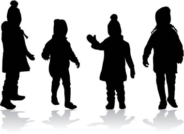 çocuk beyaz zemin üzerine siluet vektör.