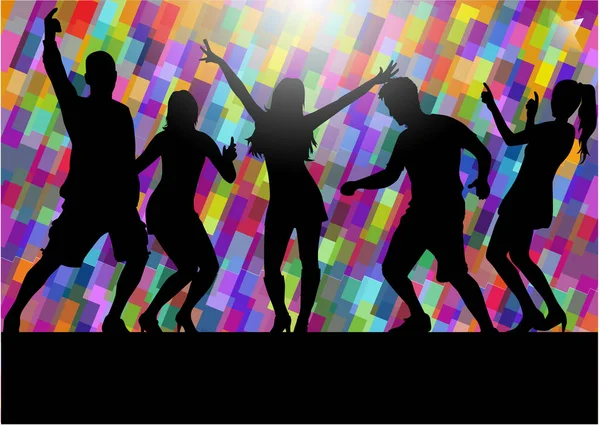 Dancing people silhouettes. — Stock Vector