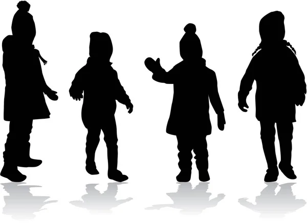 Διάνυσμα σιλουέτα των παιδιών σε άσπρο φόντο. — Διανυσματικό Αρχείο