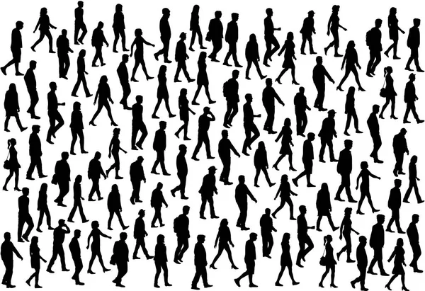 Group of people. Crowd of people silhouettes. — Stock Vector