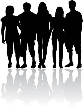 Bir grup insan. Bir sürü insan silueti.