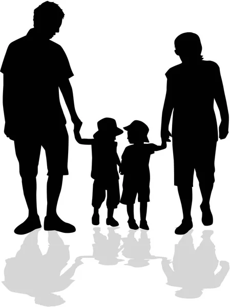 Vector silhouet van familie. — Stockvector