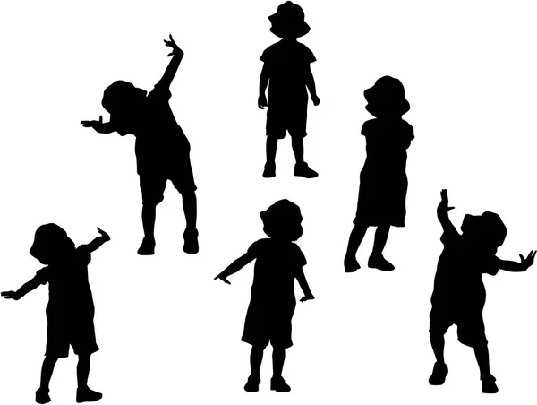 Vector silhouette of children on white background. — Stock Vector