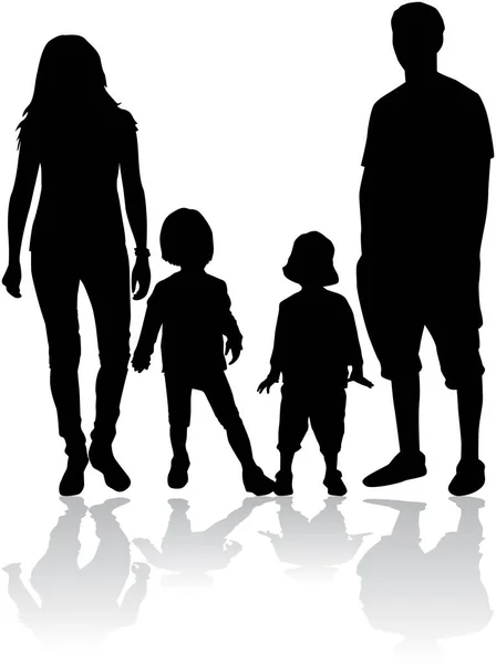 Vector silhouet van familie. — Stockvector