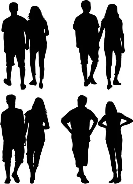 People silhouettes - couples — Stock Vector