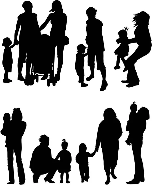 Vector silhouet van familie. — Stockvector