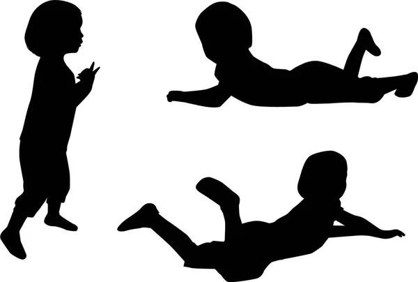 Silhouette vettoriale di bambini su sfondo bianco . — Vettoriale Stock