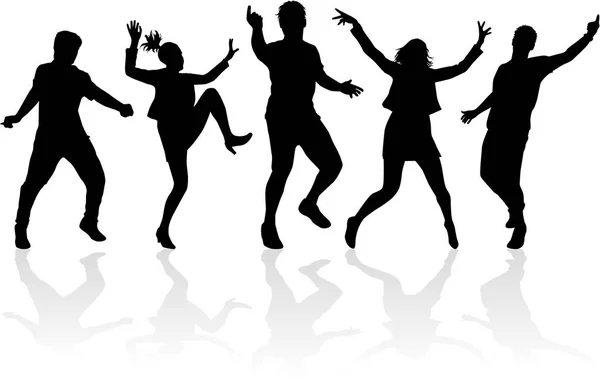 Силуэты танцующих людей . — стоковый вектор