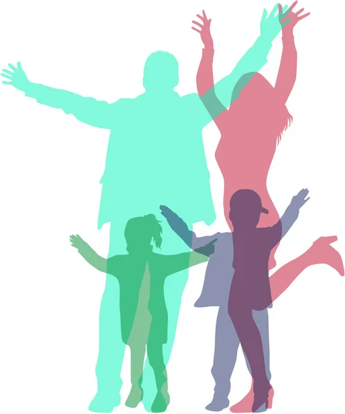 Dancing family silhouettes . — Stock Vector